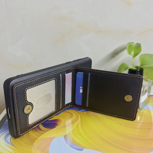 馨柏儿创意新款防盗刷卡袋手机壳卡包素皮保护套翻盖上下开皮套背面插卡支架全包镜头防摔软边男高级定制 带卡包丨轻薄素皮+全包镜头圈 华为mate60pro