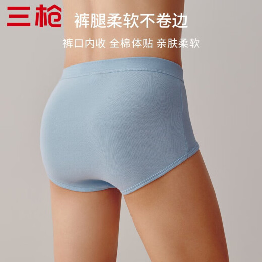 Three Gun Men's Underwear Pure Cotton Breathable High Waist Large Size Ribbed Xinjiang Cotton Solid Color Men's Briefs 3 Pack