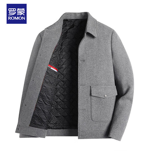 罗蒙ROMON 羊毛呢西装男商务休闲男士西服外套青中年简约商务小西装男时尚大衣1859 灰色 185 