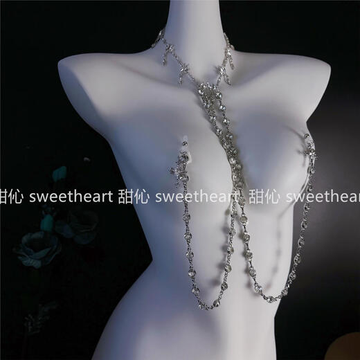 GIOIO fashionable flash diamond collar one-piece breast clip chain detachable breast clip k9 breast clip stimulation collar + cross diamond breast clip