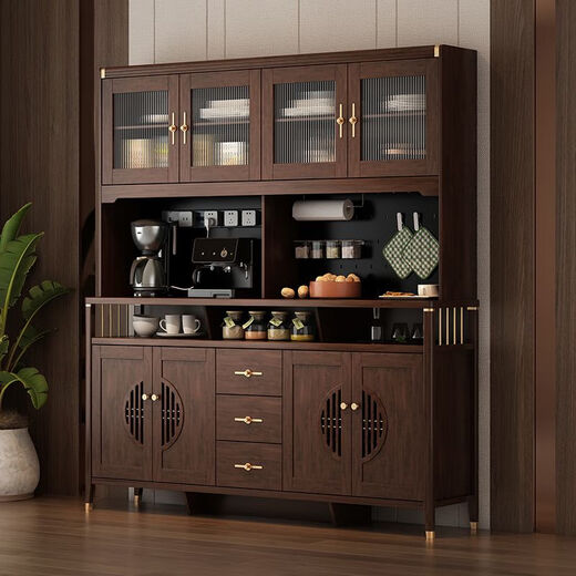 Le nouveau buffet chinois de Yu Meng Xindi avec mur intégré haut intégré en bois massif salon salon de rangement mural armoire de cuisine maison de rangement de rangement de rangement 1505 + 1517 Installation du buff