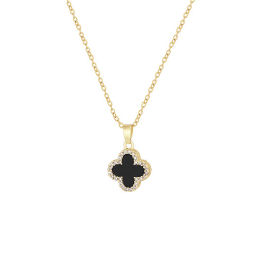 Necklace, high-end, luxury, niche design for women, ins cold style clavicle chain, double-sided four-leaf clover washable pendant, gold four-leaf flower necklace A0292