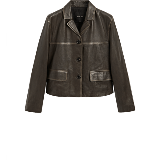 Massimo Dutti discount upgrade 2025 women's clothing cool and high-end retro motorcycle style genuine leather jacket 04735801 light green S (CN 170/88A)