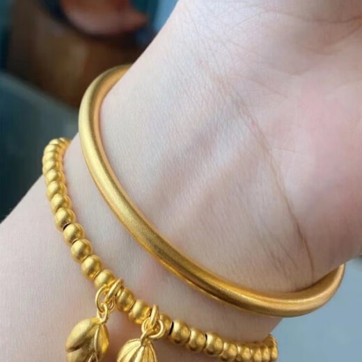 Liuwan au999 gold gold ancient gold inheritance bracelet gold-clad silver solid wedding jewelry that does not shed pigment ring bracelet 55# ring mouth