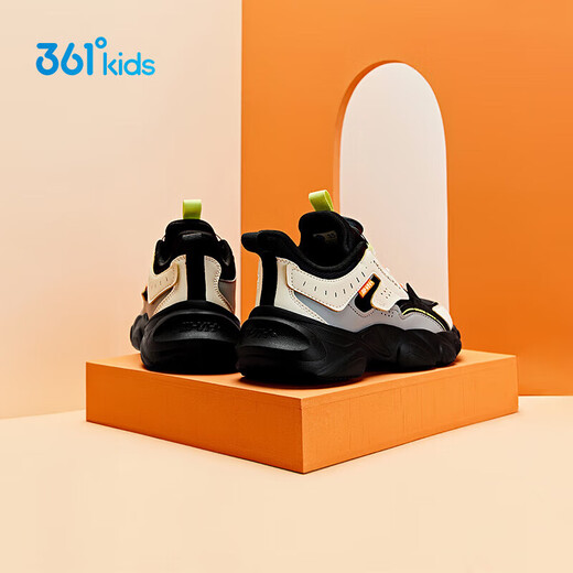 361 Children's Shoes Children's Running Shoes 25 Winter Men's and Big Kids' Knob Buckle Leather Rebound Sports Shoes Black 33