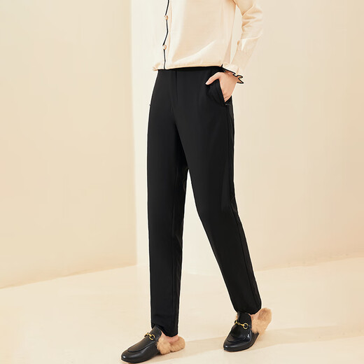 Langsha Down Pants Women's Outerwear Autumn and Winter Casual Suit Pants High Waist Plus Velvet Thickened Narrow Harem Small Foot White Goose Down Straight Leg Pants