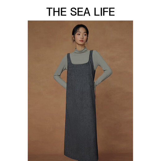 THE SEA LIFE欧海一生 连衣裙女24秋季柔软垂顺舒适优雅大方背心连衣裙C12211 苜蓿灰 S