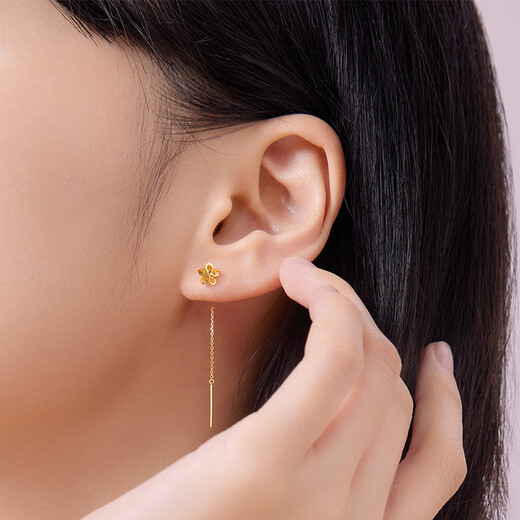 Liuguifu Jewelry Gold Ear Wire Huaying 5G Gold Earrings Pure Gold Stud Earrings for Women FH0200388 0.70g