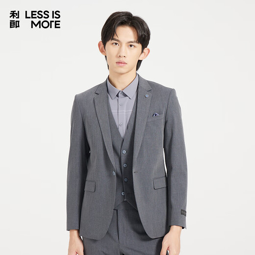 Lilang Light Fashion Men's TR Dark Plaid New Suit Suit Men's Youth Business Commuting Suit Three-piece Set Blue Gray 165A