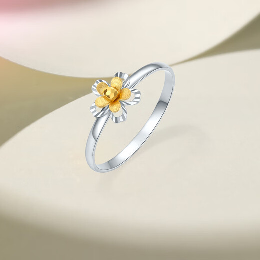 Saturday Fortune (ZLF) two-color 18K gold ring for women, flower ring, hand ornament, car flower craftsmanship, smart and vivid, holiday gift for girlfriend No. 12 (0.81-1.51g)
