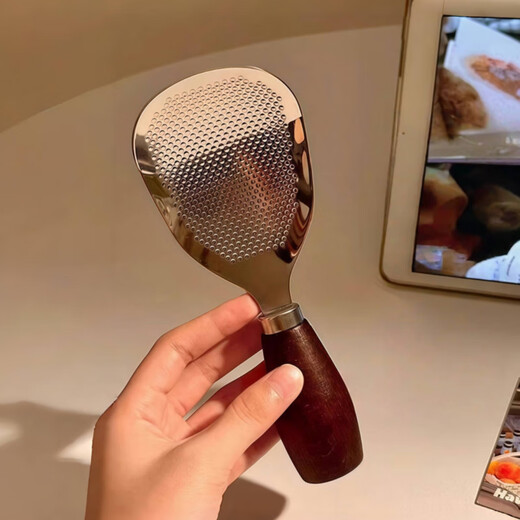 The same rice spoon as Fat Donglai can stand upright, non-stick rice, stainless steel rice shovel with imitation walnut handle, upgraded thickened stainless steel rice spoon, 1 pack, can stand upright