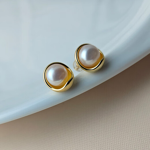 QPQK natural 100% pearl earrings 2025 new high-end earrings female birthday gift 18k gold bean earrings freshwater pearl earrings