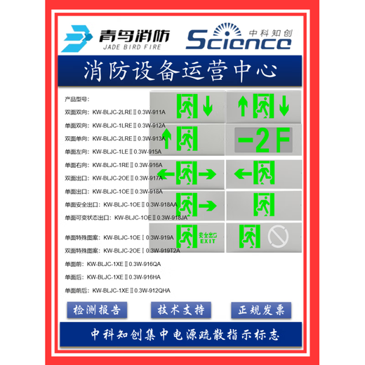 青鸟消防中科知创应急灯疏散标志集中电源箱地埋灯单向 3W 吸顶 安装应急灯  834/834B/711