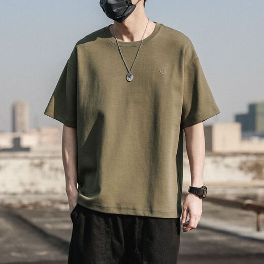 Star Boy American Fashion Japanese and Korean New Short Sleeve T-shirt Men's Printed Pattern Half Sleeve Loose Casual T-shirt Men and Women Black 1365 XL