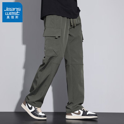 Jeanswest Workwear Pantalones casuales para hombres en verano Pantalones heterosexuales delgados de la pierna ancha