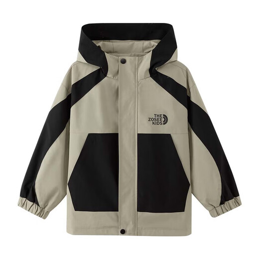 Zuoxi Boys Mantel Kinder mit Kapuze Top 2025 Herbst Windfest wasserdichte Jungen mittel- und großer Kinderkleidung Khaki 150