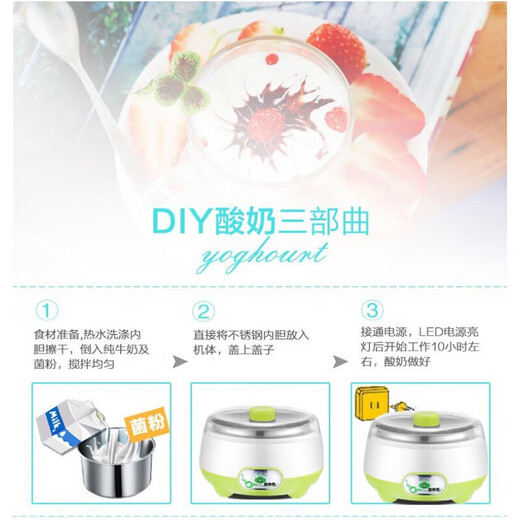墨仚京酸奶神器家用酸奶机多功能全自动自制小型发酵玻璃分杯纳豆米酒 高配：钢胆+3分杯+30小包菌粉