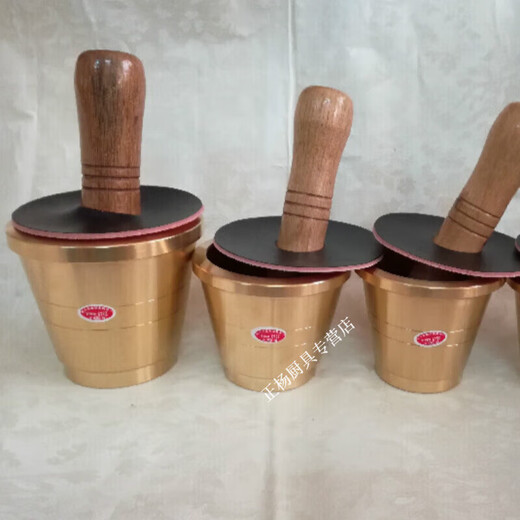 Pounding pot pure copper Cantonese style copper solid copper cup garlic pounding device Chinese medicine pounding pot medicine bowl kitchen extra large diameter 14 height 12 wall thickness 1 cm