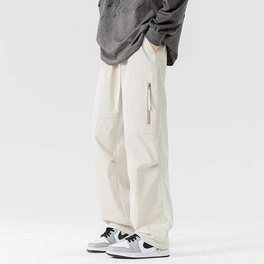 Dingfengbaoluo American functional overalls men's autumn versatile loose trendy outdoor mountaineering casual pants DFK35 apricot L