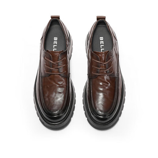 Belle Chinesische Valentinstag Geschenke Falten geschäftliche Lederschuhe Herrenhöfe dicke Sohle formelle Schuhe A1422AM4 Black-Furry 44