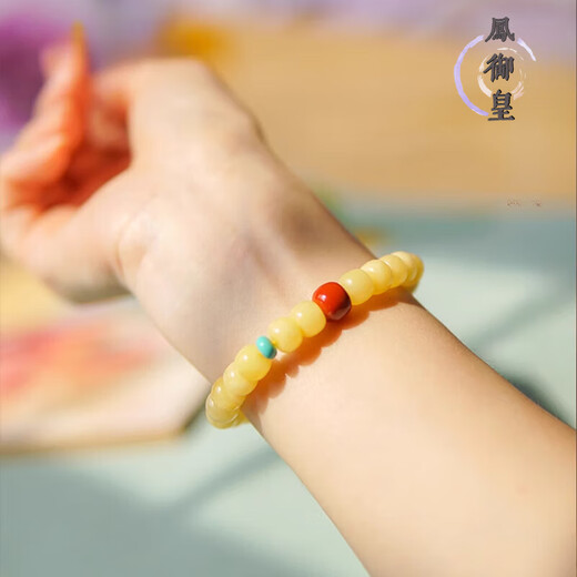 Feng Yuhuang Beeswax Bracelet for Men and Women Original Retro Style Literary Mineral Bracelet Couple Style Old Beeswax Amber Bracelet 10mm Textured and Attractive Style