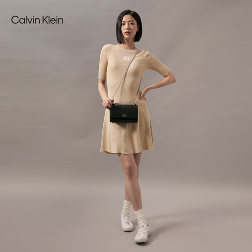 Calvin Klein niche shoulder bag gift pebbled bag metal buckle chain flip CK women's bag crossbody bag DH2806