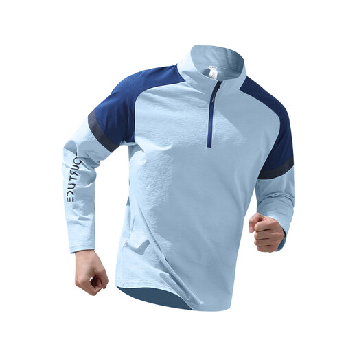 Allen Burton half-zip training suit men's quick-drying long-sleeved autumn cycling track and field T-shirt running fitness top blue quick-drying high elastic sweat-wicking 2XL