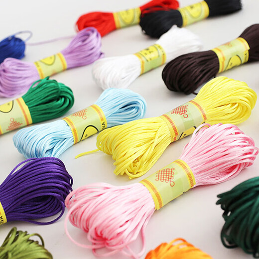 Barware Colorful hand-woven rope No. 5 thread Chinese knotted rope handmade DIY children's braided hand rope bracelet braiding rope material 2.5mm No. 5 thread about 18 meters colorful bundle