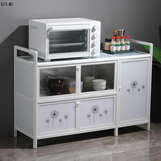 
XMSJ bowl rack cabinet rural cupboard kitchen cabinet simple kitchen cabinet storage cabinet aluminum alloy side cabinet small cabinet stove 3-layer eight door 104cm magnified gas tank 15868