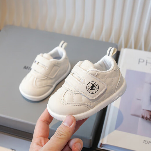 Qisiman Spring and Autumn Baby Toddler Shoes 1 to 2 Years Old Soft Sole Anti-Slip Infant Children's Single Shoes Men's and Women's Sneakers White Shoes 0 Khaki Color 17 Size/Inner Length 12CM