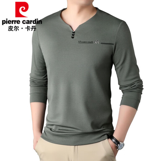 
Pierre cardin men's warm long-sleeved V-neck T-shirt in autumn and winter new velvet thickened base shirt skin-friendly casual and versatile sweatshirt 6998 bean green M 165 suggestion 90-120Jin [Jin equals 0.5 kg]