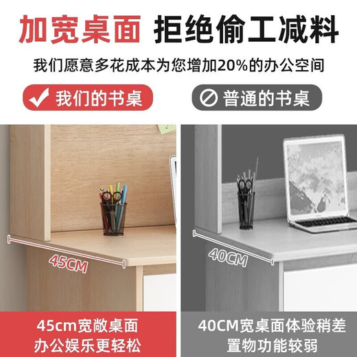 Jiajialin Desk Bookcase Integrated Computer Desk Desktop Home Bedroom Small Study Table Rental House Office Writing Desk Subsidy Luxurious Height Warm White 120cm