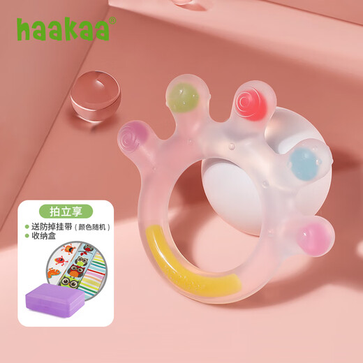 Haakaa Baby Soothing Teether Baby Toy Silicone Gum Chew Massage Teether Oral Soothing Stick Can Be Boiled Colorful Big Palm 1 Pack