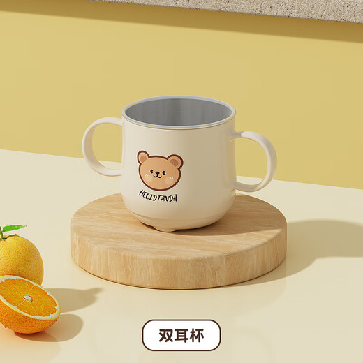 Bol de nourriture pour bébé à baby anti-bas et anti-scalding en acier inoxydable poignée à double tasse à double tasse bébé mangeant du bol à soupe