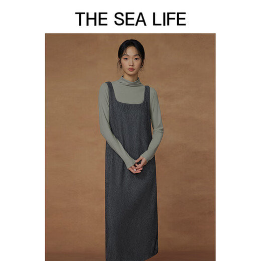 THE SEA LIFE欧海一生 连衣裙女24秋季柔软垂顺舒适优雅大方背心连衣裙C12211 苜蓿灰 S