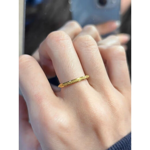 Fat Donglai's same style 18k gold frosted ring, non-fading titanium steel ring, light luxury niche index finger ring for women, couple, gold pigment ring frosted ring, US size 8, Hong Kong number 16