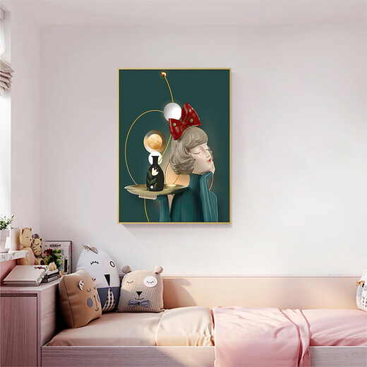 
Little Lulin children's room decoration paintings, little boy's room hanging paintings, cute bubbles, female bedroom bedside paintings, inspirational astronaut murals 13784-Bubble Girl Tempered Crystal Porcelain-70*90 Black Frame