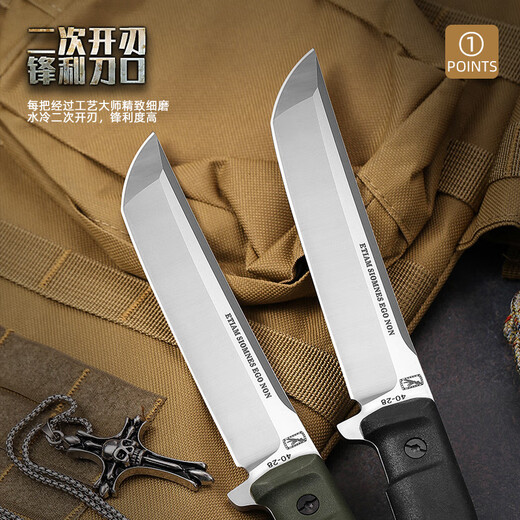 瑞士军士户外战术直刀高硬度N690特钢刀野外生存随身防身锋利刀具 N690特钢40-28【黑色】 23.8cm-大于60°【赠战术K鞘】