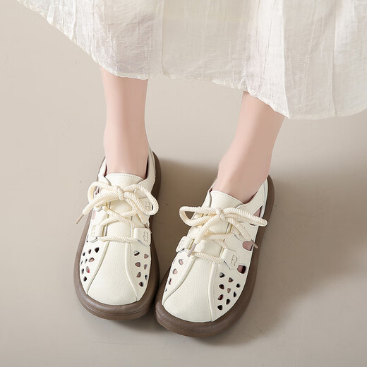 
LINGLI women's sandals for women 2025 new summer breathable stymie pregnant women wear bags and skirt sandals hole shoes 689 meters white 35