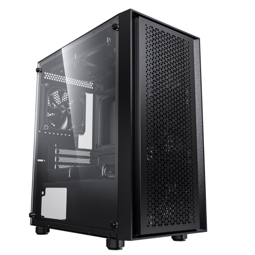 Patriot V18 Computer-Desktop-Mainframe MATX-Gehäuse, Acryl-Multi-Mesh, starke Wärmeableitung und schönes Aussehen, unterstützt 240 Wasserkühlung, V18 schwarz (Front-Mesh/MATX-Motherboard/Grafikkarte 32 cm)