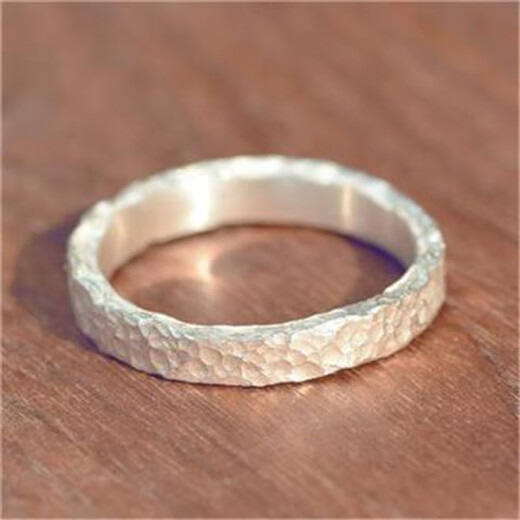 BXE Moon Awakening Southern Hammer Pattern Ring 999 sterling silver men's handmade custom ancient closed mouth crater couple's ring XXL single Hong Kong code 21-22