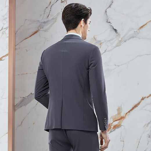 Qipai suit men's business formal flat lapel gray groom's wedding dress two-piece set 126JC70970 Ash 50 B 180/100B