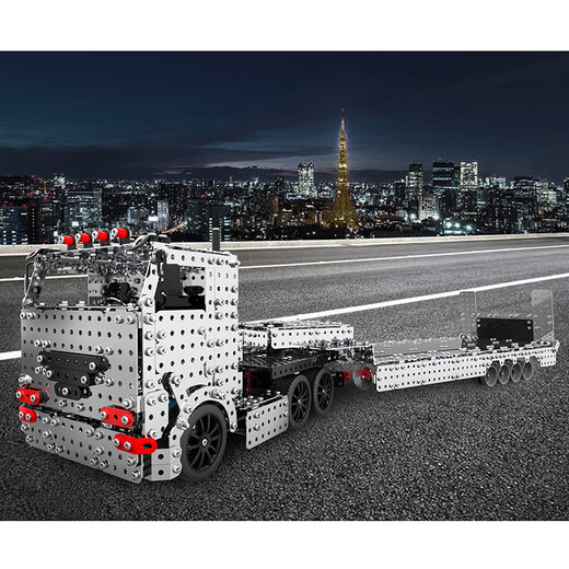 ZBToys金属拼装机械模型合金儿童积木玩具拼插军事坦克工程车男孩手工3D 遥控拖车半挂牵引车-2011块配件 高难度拧螺丝螺母生日礼物立体diy拼图摆件