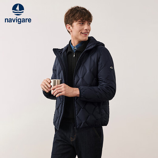 Navigare Italian small sailing three-proof down jacket men's light warm hooded jacket 1331604505 blue L/50