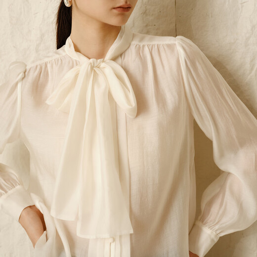 Enos Yashi Shopping Mall Same Style Winter New Simple Lyocell Chiffon Shirt Shirt White Shirt 30935040 Cream Rice L