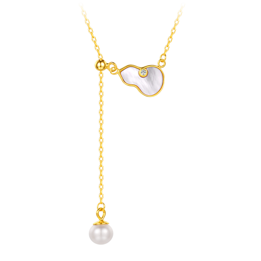 Ji Ge S925 Silver Pearl Necklace Women's White Shell Gourd Pendant Fashion Accessories for Girlfriend Chinese Valentine's Day Gift