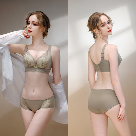 Modal's new lace thin, breathable and sexy wire-free bra, push-up and comfortable, big breasts appear small and adjustable for women, Peacock Blue 95B