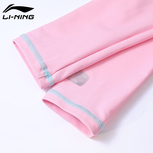 李宁（LI-NING）儿童泳衣女童中大童长袖长裤连体防晒海边温泉泳装719 藏青 160