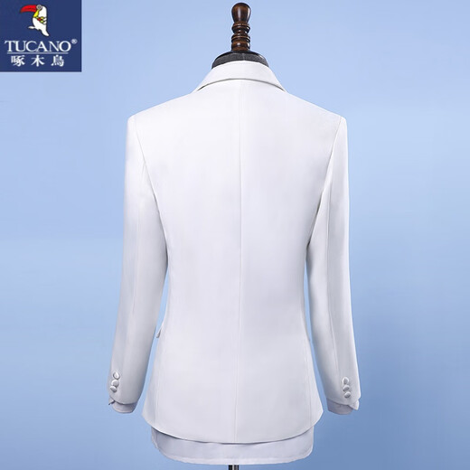 Woodpecker (TUCANO) performance clothing men's brothers sequined suit choir host costume stage dress suit plus size summer black 1 jacket + pants + bow tie 180/XL suitable for weight 170Jin Jin equals 0.5 kg, left and right wear