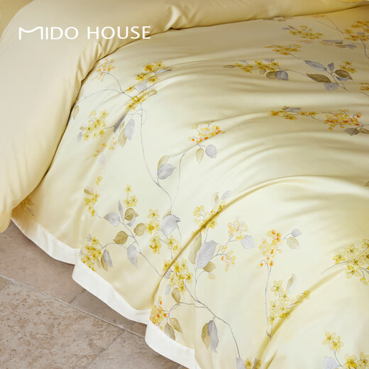 Mido House 100 Xinjiang Long Samt Baumwoll -Baumwollblumenbettblätter und Tops Set, Perlengras 1,8m Blechstil
